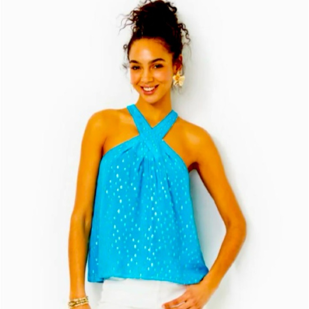 Lilly Pulitzer Rori Halter Top NWOT
Small Cumulus Blue Metallic